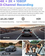 VIOFO A229 Pro 3 Channel 4K HDR Dash Cam, Dual STARVIS 2 Sensors IMX678 & IMX675, 4K+2K+1080P Front Inside and Rear Triple Ca