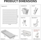 SHGJ&SOFT Peg Board Wall Organizer Panels, 50pcs - Includes 6 White Pegboards & Accessories, Plastic Pegboard for Home，Office
