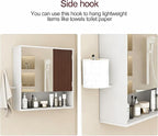 Bathroom Wall Cabinet With Mirror,wall mounted bathroom cabinet,Medicine Cabinet with 2 Door ,Side Hook,Light and Adjustable 