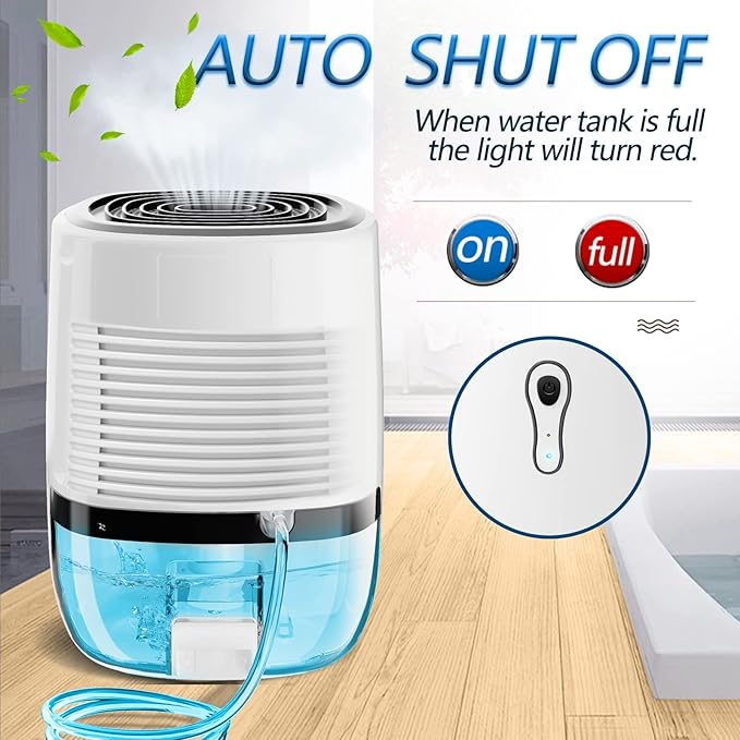 Dehumidifiers for Home 27oz(800ml) Small Auto Shut off Dehumidifiers with Drain Hose,Portable Ultra Quiet Mini Dehumidifier