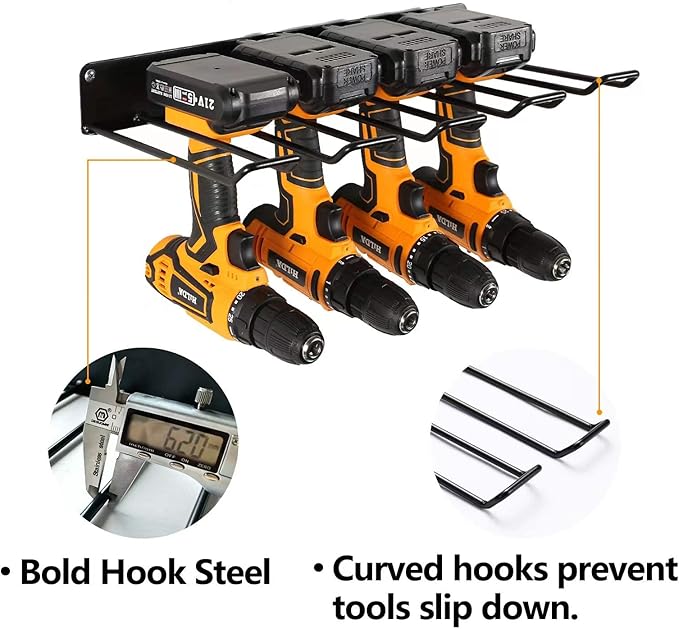 UU-Major Power Tool Organizer with Charging Station,Drill Holder Wall Mount,Garage Storage Shelves for Organization and Stora