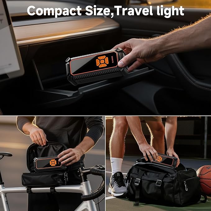 OlarHike Cordless Tire Inflator Portable Air Compressor, 150PSI Dual Power - 6000mAh & 12V DC, Air Pump for Car Tires, Motorcycle, Bicycle, Electric Pump with LED Light & Digital Pressure Gauge