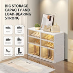 CIMLORD 3-Tier Foldable Shoe Rack Organizer for Closet 12Pairs Plastic Shoe Shelf Collapsible Shoes Storage Box Clear Shoe Bo