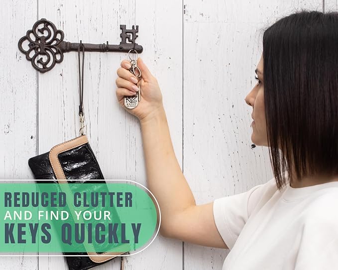 Comfify Cast Iron Skeleton Key Holder for Wall - Decorative Farmhouse Rustic Wall Mount Key Organizer - 3 Key Hooks - Vintage