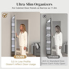 5 Tiers Ultra-thin Over Door Organizer with 10 Mesh Side Pockets, 44 lbs Weight Capacity Hanging Storage Organizer with Clear
