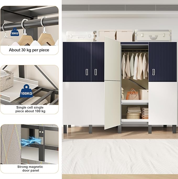 Large Portable Closets for Hanging Clothes | Heavy Duty Clothes Rack with Cover Foldable | Max Load 1000LBS Portable Wardrobe