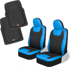 Motor Trend 2 Waterproof Front Seat Covers + 2 Trimmable Floor Mats – Universal Fit Car Interior Combo Set for Cars, Trucks, 