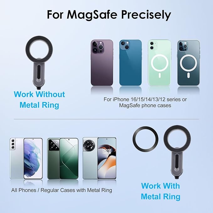 EEEKit Magnetic CD Slot Phone Mount, 20 Strong Magnets CD Player Holder, Pop Grip Ring Support for Magsafe Cases and All Smartphones