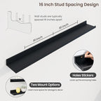 Axeman 48 Inch Floating Shelves | Black Picture Ledge Shelf Set of 3 | Rustic Wood Wall Shelves with Lip | 48" Black Picture 