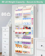 UVIAHOMI Heavy Duty Over The Door Organizer 5 Tiers, Extra Large Behind Door Storage of 10 Big Front & 10 Mesh Pockets, 80lb 