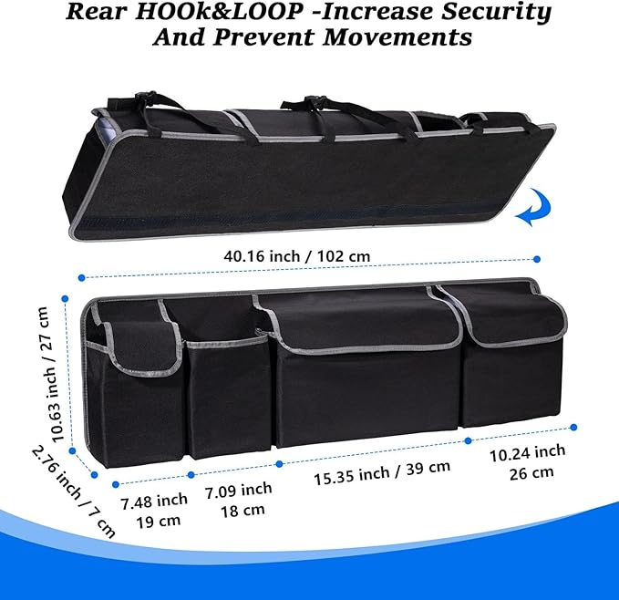 Trunk Organizer - Car Organizer, Car Trunk Organizer, Large Capacity Backseat Trunk Organizers, Collapsible Car Storage Bag wit