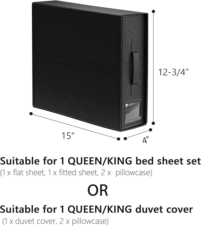 SUOCO SheetCube Bed Sheet Organizers and Storage 4 Pack, Foldable Linen Closet Organizer, Bedding Folder Storage Box Containe
