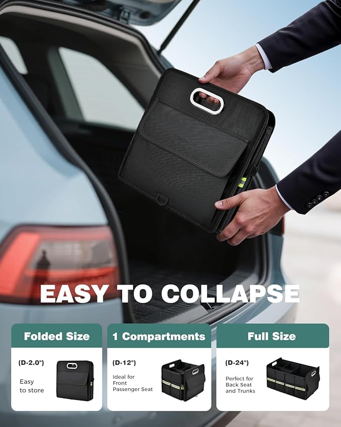 FLORICH Trunk Organizer for Suv, Premium Waterproof Car Organizers and Storage, Collapsible Multi-Compartment Truck Organizer 