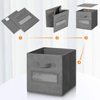 artsdi 11 Inch Storage Cube,Storage bin (Set of 10) Foldable Fabric Cube Storage Bins with 10 Labels Window Cards & a Pen,Bas