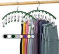 Legging Organizer for Closet, Metal Yoga Pants Hangers 2 Pack w/10 Clips Holds 20 Leggings, Space Saving Hanging Closet Organ