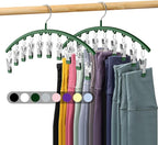 Legging Organizer for Closet, Metal Yoga Pants Hangers 2 Pack w/10 Clips Holds 20 Leggings, Space Saving Hanging Closet Organ