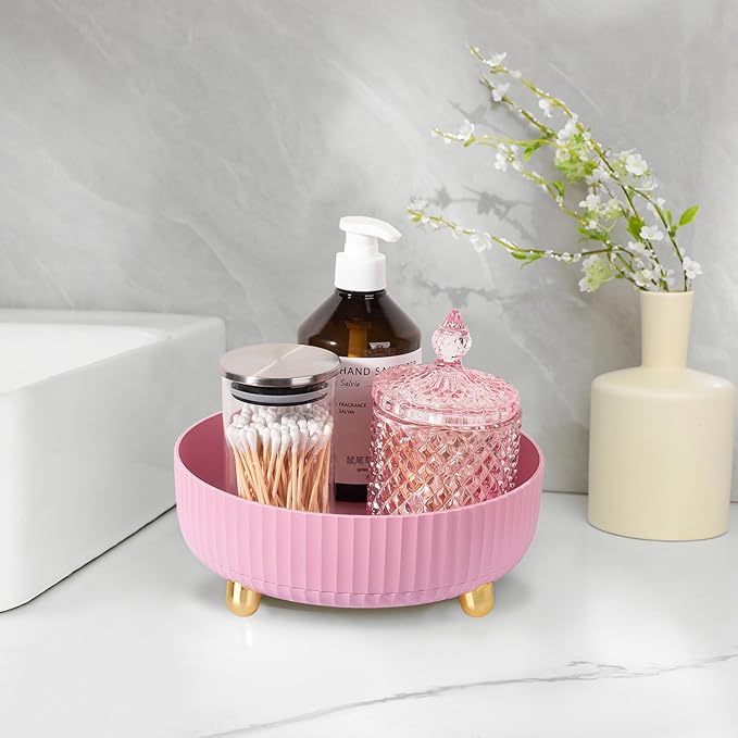 Anyoifax Makeup Perfume Organizer Tray 360 Degree Rotating Lazy Susan Skincare Lotion Organizer Spinning Cosmetics Storage fo