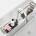 Sponge Holder for Kitchen Sink,Sink Caddy Organizers with Stone Drying Tray, Kitchen Sink Organizer for Sponges, Soap, 9.7" x