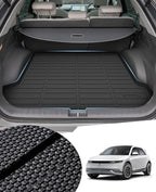 Sunsdrew Cargo Liner for 2022 2023 2024 Hyundai Ioniq 5 Accessories TPE Cargo Mat All Weather Odorless Anti-Slip Rear Cargo Tray Heavy Duty Trunk Mat Black Trunk Floor Liners
