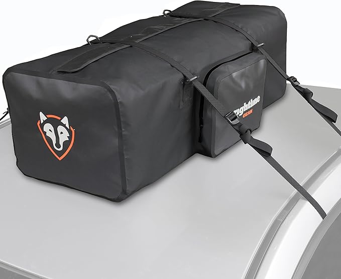 Rightline Gear Car Top Waterproof Duffle Bag For Travel, Attaches With or Without Roof Rack, 120 Liters, Black