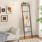 BAMBANG 6-Tier Blanket Ladder for Living Room, Blanket Quilt Ladder Rack Rustic Decorative Towel Holder, Wall Leaning Blanket