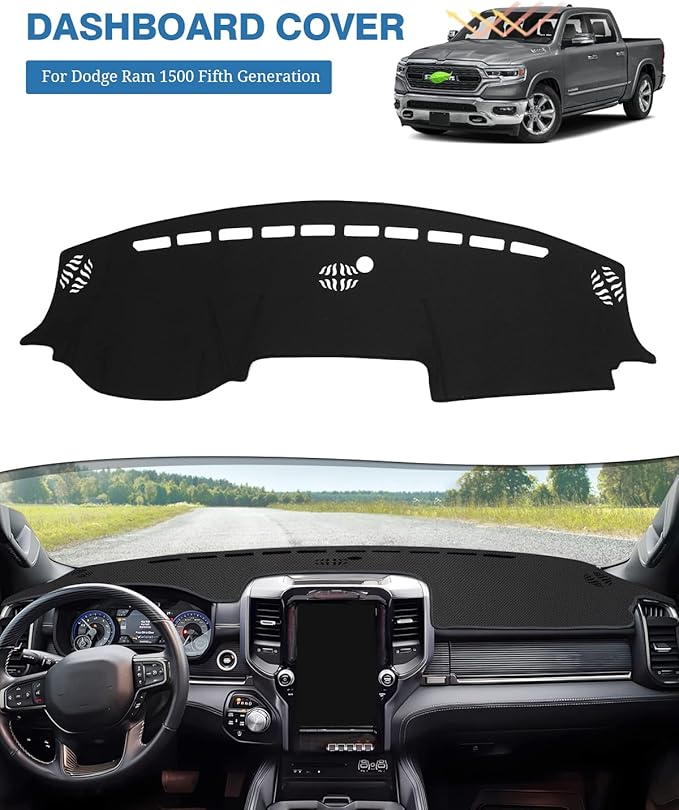 FIILINES Dash Cover for Dodge Ram 1500 2500 3500 2019-2026, Upgraded Breathable Dashboard Cover Soft Mesh Fabric Dash Mat Sun