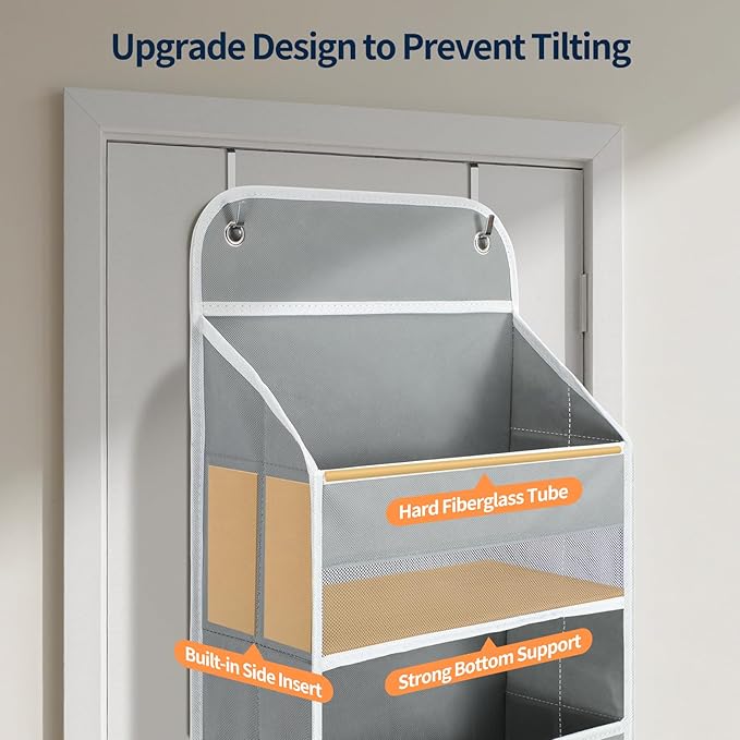 Yecaye Over The Door Organizer, Heavy Duty Hanging Organizers and Storage with 4 Large Capacity Pockets, Swing-Proof Behind T