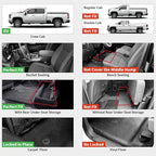 LASFIT Floor Mats 2019-2026 for Chevy Silverado/GMC Sierra 1500, 2020-2026 2500 HD/3500 HD, Crew Cab Only(Fit with Rear Under-Seat Storage, But Not Fit 2nd Row Plastic Storage) All Weather TPE Mats