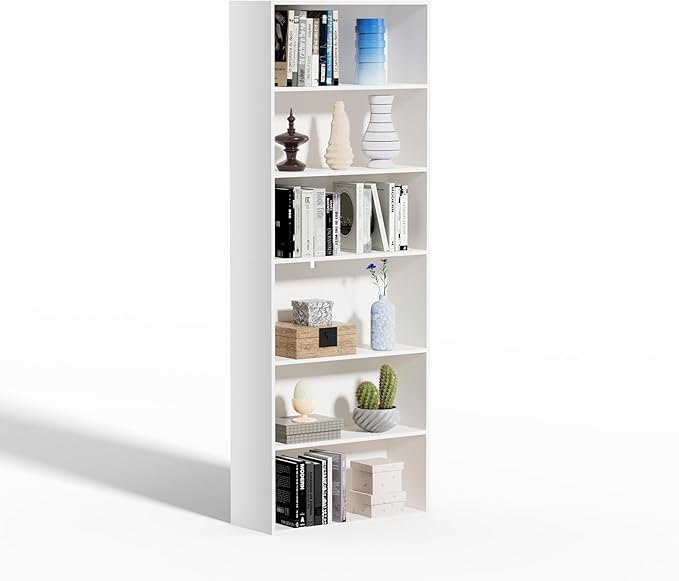 6 Tier Book Shelf，Wooden 6 Cube Storage Organizer,6 Tier Low Bookcase Storage Display Organizer, 64 Inch Versatile Cubes Shel