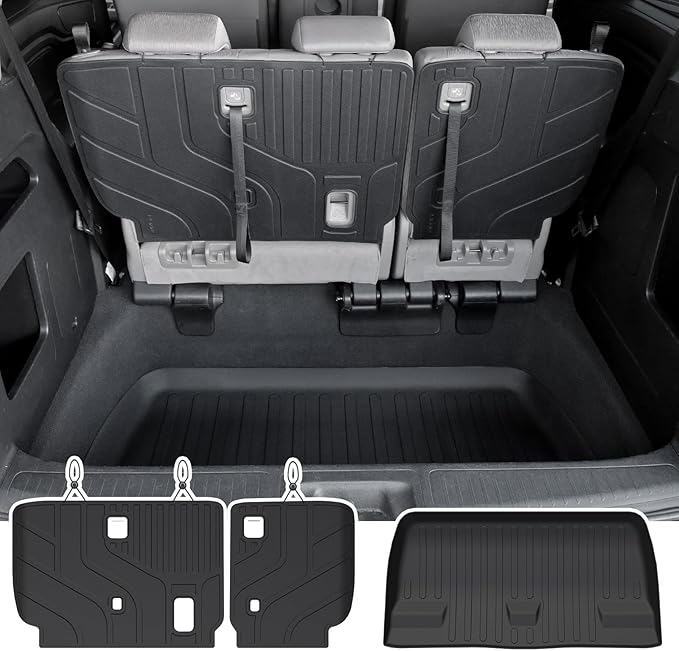 Cargo Lower Mat Backrest Mats for 2018-2026 Honda Odyssey, All Weather TPE Trunk Cargo Liner Mat Accessories(Backrest Mat for 3rd-Row & Lower Mat for Well Area)