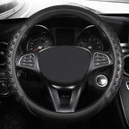 3D Massage Car Steering Wheel Cover,14.5-15 Inch Universal Black Carbon Fibre Leather Covers Breathable Anti-Slip Odorless St