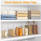 Shelf Dividers for Closet Organization – Acrylic Clear Sturdy Dividers to Keep Clothes, Sweaters & Purses Upright, Free-Stand