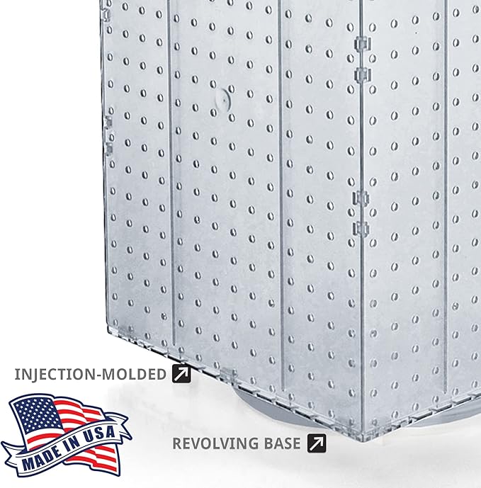 Azar Displays 701414-CLR-4C32 Rotating Countertop Display Kit with Peg Hooks Included, 14 Inches Wide x 14 Inches Deep x 20 I