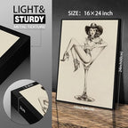 Vintage Western Black Framed Wall Art Coquette Cowgirl Martini Posters Prints 16x24 in Retro Bar Cart Cocktail Artwork Aesthe
