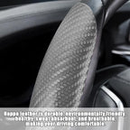 Mandark 3PCS Carbon Fiber Car Steering Wheel Cover, Anti-Skid Leather Vehicle Segmented Steer Wheel Protector, Auto Interior 