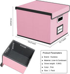 Huolewa Collapsible File Storage Organizer Boxes with Lids, Linen Document Storage, Universal Hanging Filing Organization Box