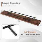 Fun Memories 66 Inch Fireplace Mantel Shelf with Invisible Bracket, 8 Inch Deep Floating Shelf for Living Room, Kitchen, Farm