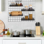 4 Pcs Black Metal Grid Wall Baskets with Hooks Hanging Wire Mesh Basket for Gridwall Wall Mounted Storage Organizer for Home 
