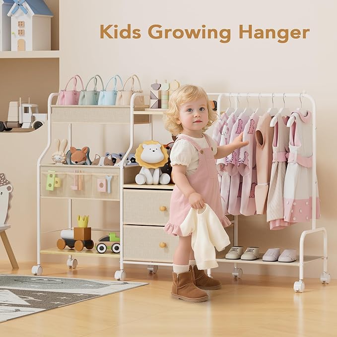 BBLIKE Diaper Caddy Organizer with Hanging Rack - 3 Tier Rolling Utility Cart with Drawers and Dividers for Baby Bottle Stora