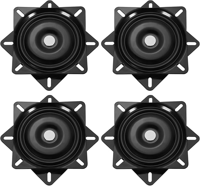 uxcell 4Pcs 6.5" Bar Stool Swivel Replacement, 360° Rotation Lazy Susan Turntable, Square Semi-Ball Bearing Seat Swivel Base 