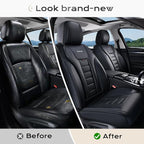 Coverado Car Seat Covers Full Set, Seat Covers for Cars, Front Seat Covers and Back Seat Cover Waterproof Leather Automotive 