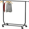 Simple Houseware Supreme Commercial Grade Clothing Garment Rack, Holds Up to 250 lbs, 50 to 75 Inches Extendable Rod, Black