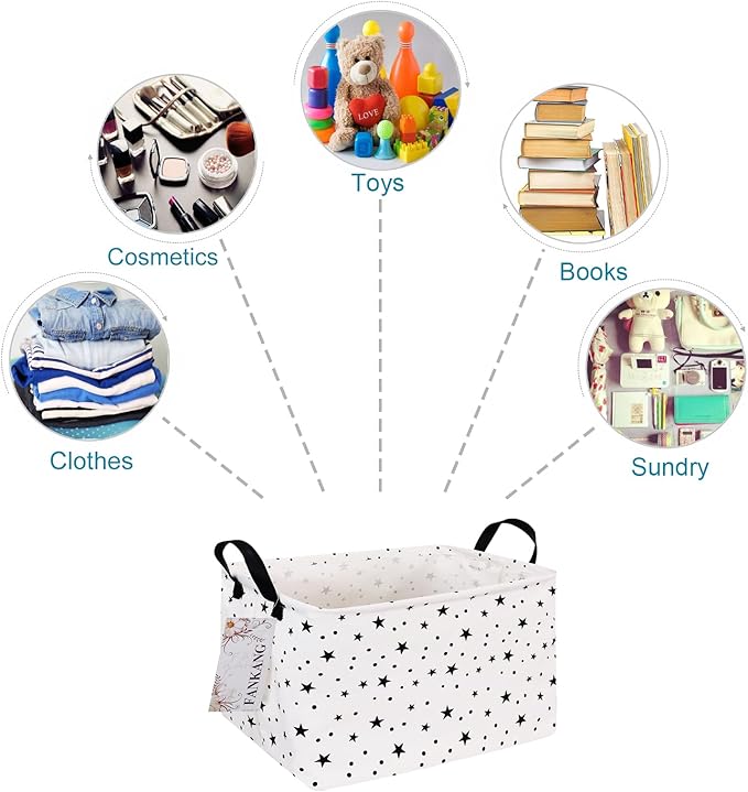 FANKANG Storage Basket,Nursery Hamper Canvas Laundry Basket Foldable with Waterproof PE Coating Storage, Office, Bedroom, Clo