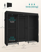 SONGMICS Heavy-Duty Clothes Rack, Garment Rack, Portable Closet, 68.7-Inch Wide Clothing Rack with Adjustable Mesh Shelves an