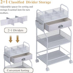 Baby Diaper Caddy Cart Organizer -3 Tier, Bedside Nursery Essentials Organizer & Storage Holder for Newborn Baby Stuff, 2+1 D