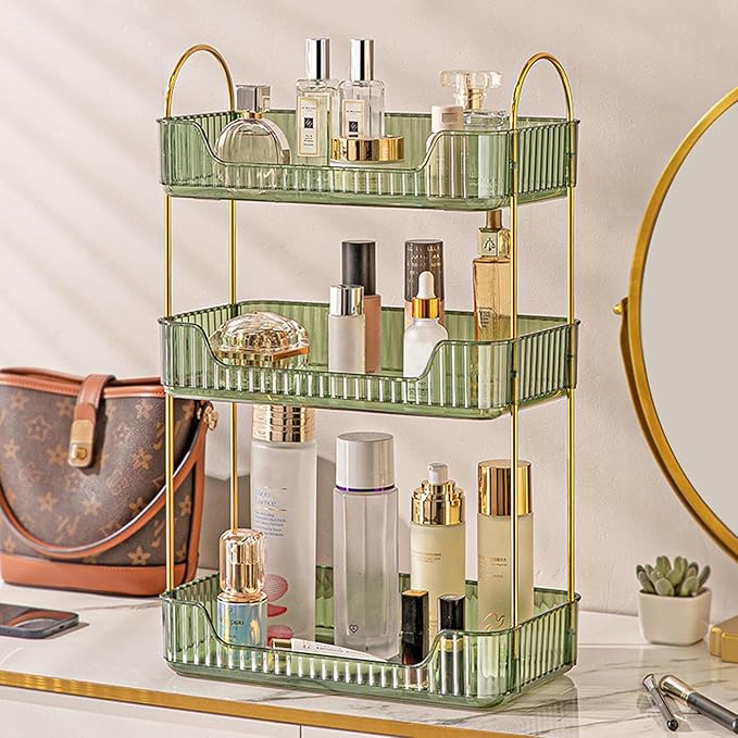 Aveniee Bathroom Counter Organizer, 3 Tier Perfume Skin Care Countertop Storage Shelf, Vanity Makeup Tray for Cosmetic Skinca