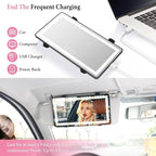 SINGARO Car Sun Visor Vanity Mirror - Rechargeable Makeup Mirror with 60 LEDs, 3 Light Modes & Dimmable Touch Control for Cars, Trucks, SUVs, Car Interior Accessories for Women (Black)