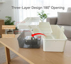 Pulseplay 3-Layer Large Capacity Medicine Storage Box - Portable Plastic Storage Box for Sewing Art Supply, Hair Accessories 