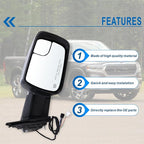 Right Passenger Side Mirror Compatible With 2019 2020 2021 2022 2023 2024 2025 2026 Ram 1500 With Power Folding Power Glass Heated Turn Signal Puddle Light Chrome Replace#68276500AH(8+2Pins)
