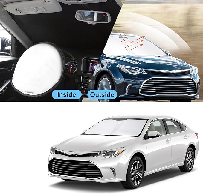 TINGLU Sun Shade for Toyota Avalon 2013-2018 Accessories Windshield Sun Shade Window Shade UV Rays Protection Sun Visor Cover with Steering Wheel Sunshade Storage Bag